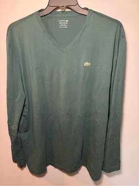 Lacoste Men’s V-Neck Long Sleeve Shirt - Green